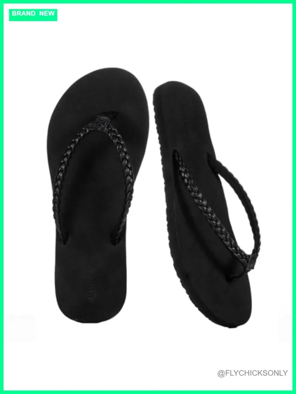 Slim Braided Flip Flop Thong Sandals with Yoga Mat Cushion Footbed